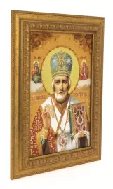 Икона из янтаря "Святой Николай-Чудотворец" малая
