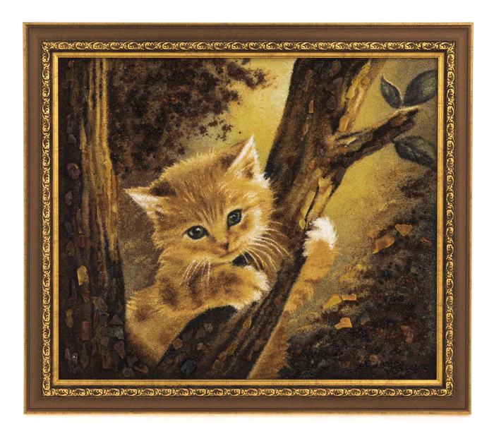 Amber painting "Kitten"