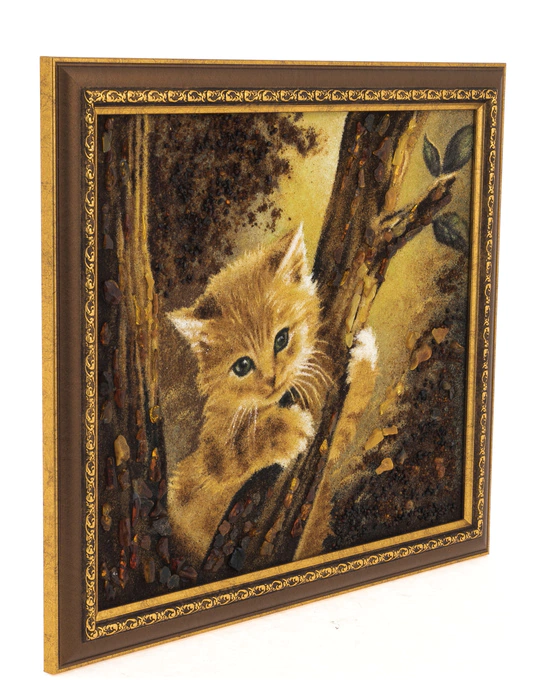 Amber painting "Kitten"