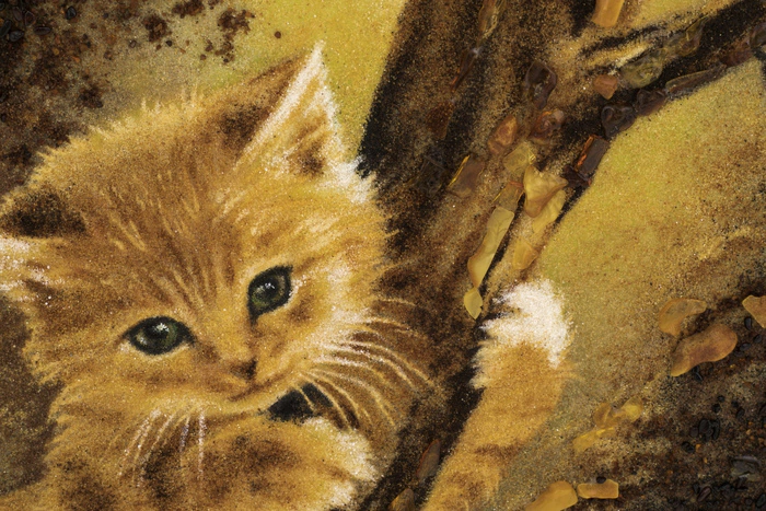Amber painting "Kitten"