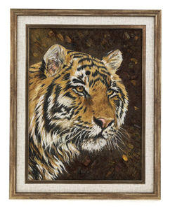 Amber painting "Tiger's Head"