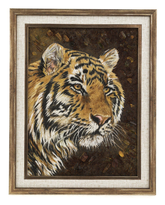 Amber painting "Tiger's Head"