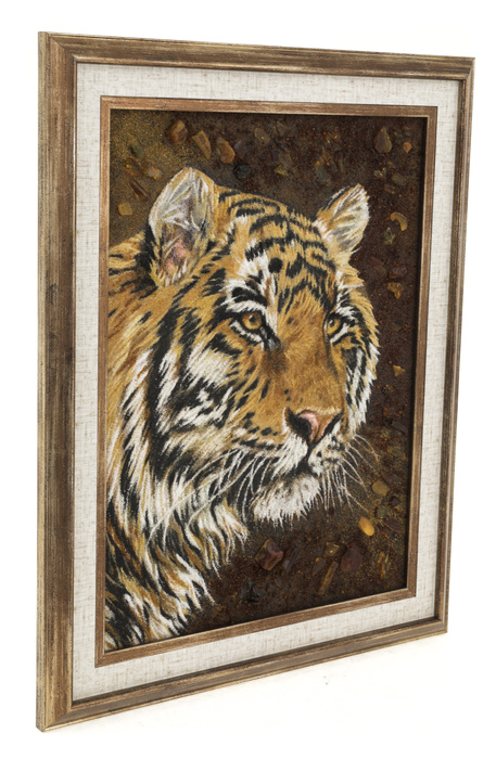 Amber painting "Tiger's Head"