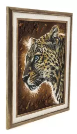 Картина из янтаря "Леопард"