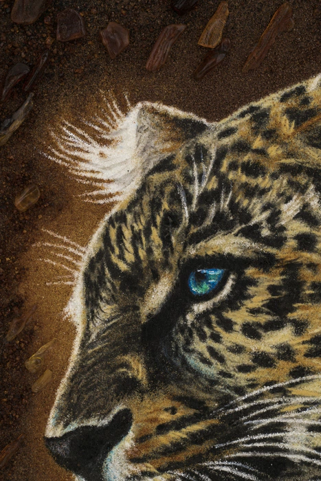 The painting of amber "Leopard"