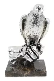 Статуэтка "Сокол на руке" посеребрение (Falcon on hand, silvering)