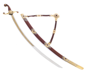 Saber "Sultan" with cubic zirconia, paduk, Zlatoust