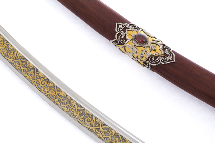 Saber "Sultan" with cubic zirconia, paduk, Zlatoust