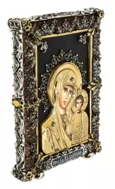Icon with artistic casting "Mother of God of Kazan" small bronze
