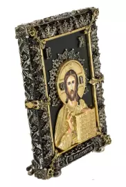 Икона с художественным литьем "Господь Вседержитель" малая