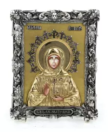 Икона с художественным литьём "Матрона Московская"