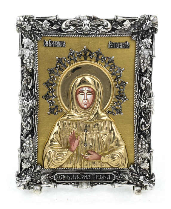 Table icon with artistic casting "Matrona Moskovskaya" (bronze, gold leaf)