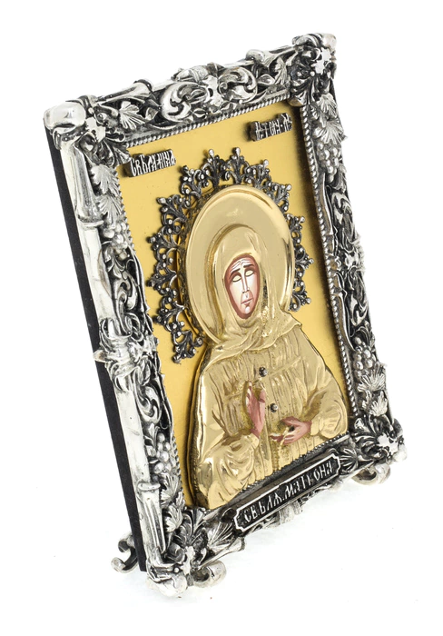 Table icon with artistic casting "Matrona Moskovskaya" (bronze, gold leaf)