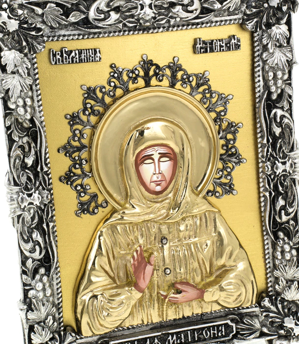 Table icon with artistic casting "Matrona Moskovskaya" (bronze, gold leaf)