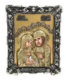 Икона с художественным литьём "Петр и Феврония" Икона с художественным литьём "Петр и Феврония"