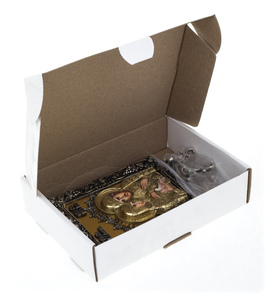 Table icon with artistic casting "Peter and Fevronia" (bronze, gold leaf)