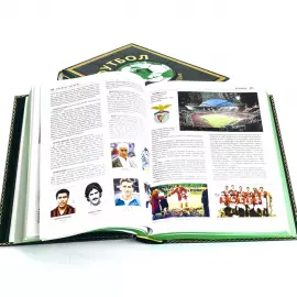 Книги в кожаном переплёте "Энциклопедия футбола" в трёх томах.