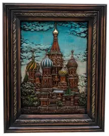 Панно "Храм Василия Блаженного" дуб