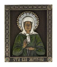 Икона из дерева "Святая Матрона Московская"