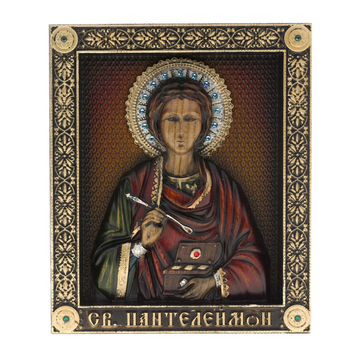 Wooden icon "Saint Healer Panteleimon"