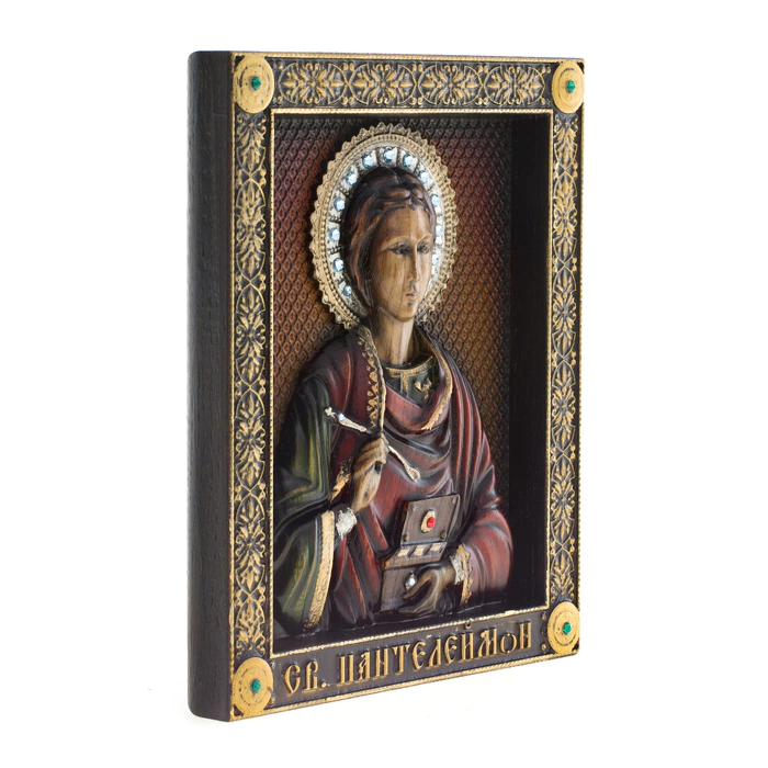 Wooden icon "Saint Healer Panteleimon"