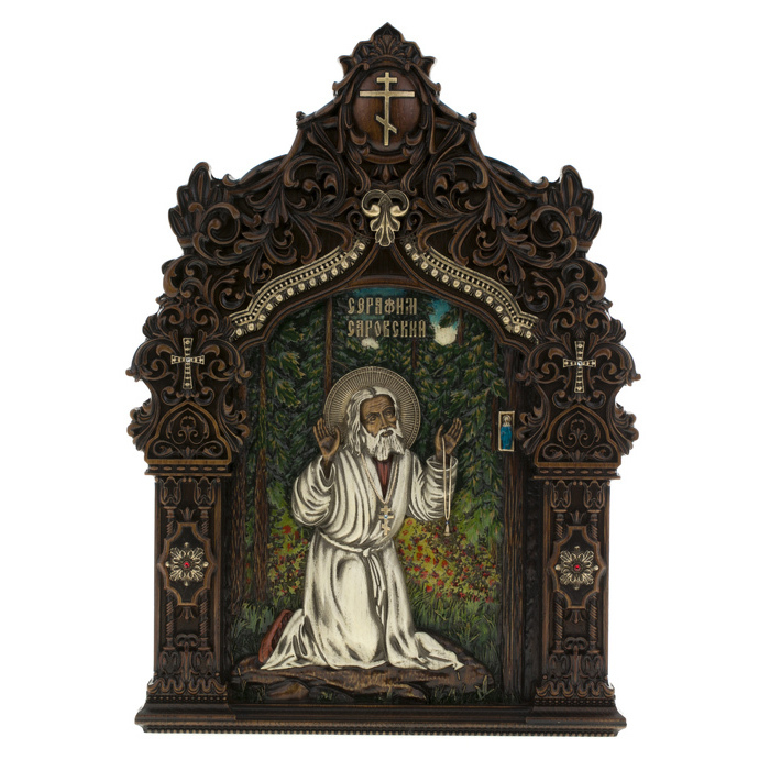 Oak icon "Saint Seraphim of Sarov"