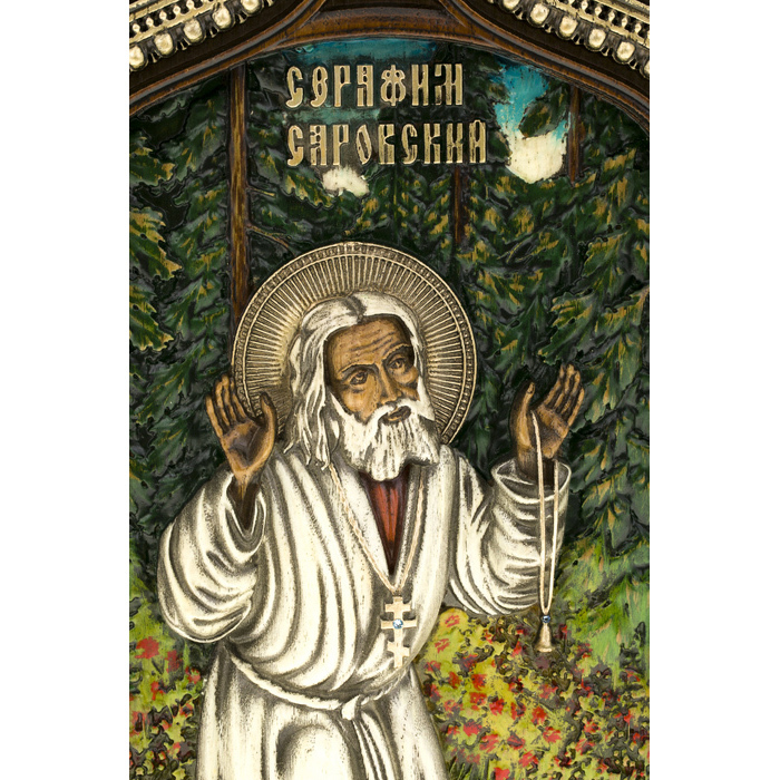 Oak icon "Saint Seraphim of Sarov"