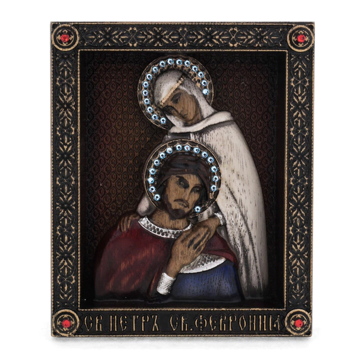 Wooden icon "Peter and Fevronia"