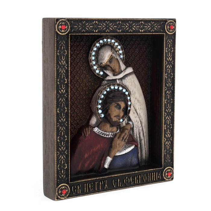 Wooden icon "Peter and Fevronia"