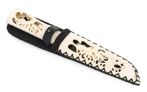 The knife "Traveler - Stone Age" (carved handle and scabbard)