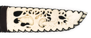 The knife "Traveler - Stone Age" (carved handle and scabbard)