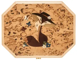 Шкатулка для украшений "Лисичка" с перламутром, карельская береза