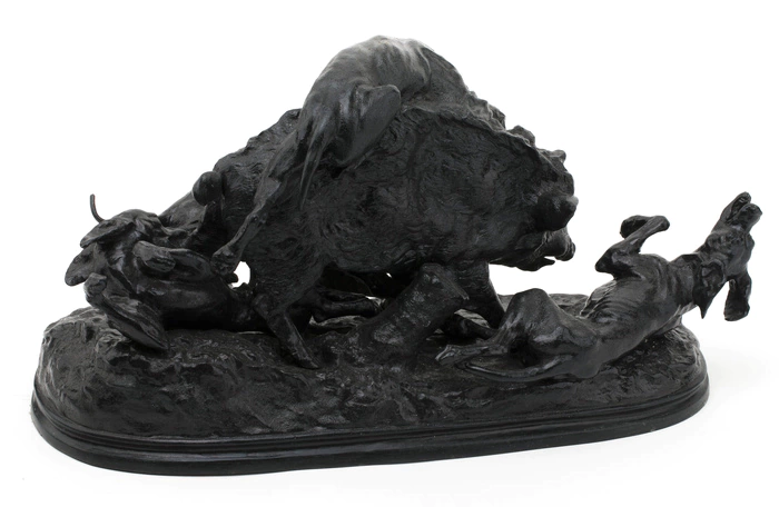 Sculpture "Boar hunting" cast iron