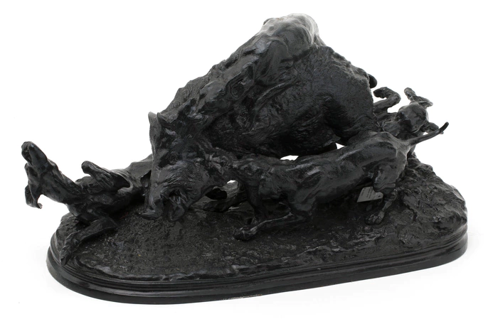Sculpture "Boar hunting" cast iron