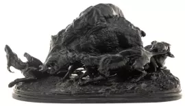 Скульптура "Охота на кабана" чугун