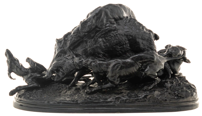 Sculpture "Boar hunting" cast iron