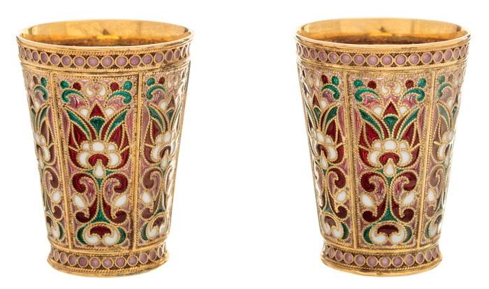 A set of Kaleidoscope glasses with stained glass enamels