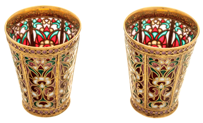 A set of Kaleidoscope glasses with stained glass enamels