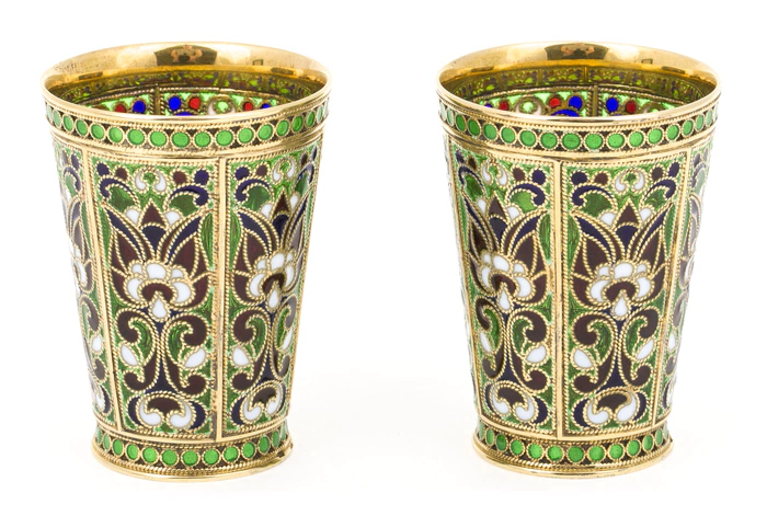 Set of stacks for 2 persons "Scarlet flower" with stained glass enamels