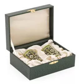 Набор стопок на 2 персоны "Алый цветок" с витражными эмалями