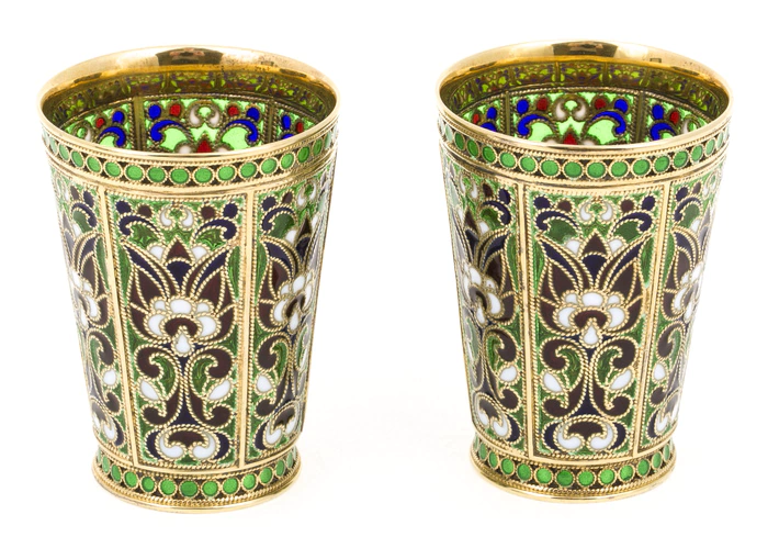 Set of stacks for 2 persons "Scarlet flower" with stained glass enamels