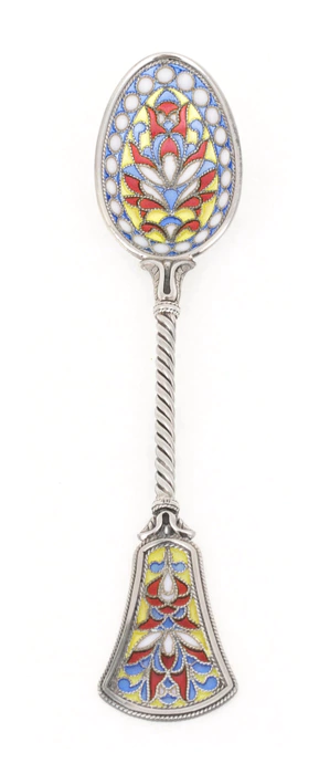 Teaspoon "Fire flower" with stained glass enamels