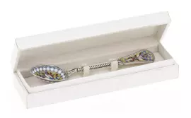 Чайная ложка "Огненный цветок" с витражными эмалями