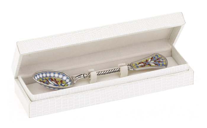 Teaspoon "Fire flower" with stained glass enamels