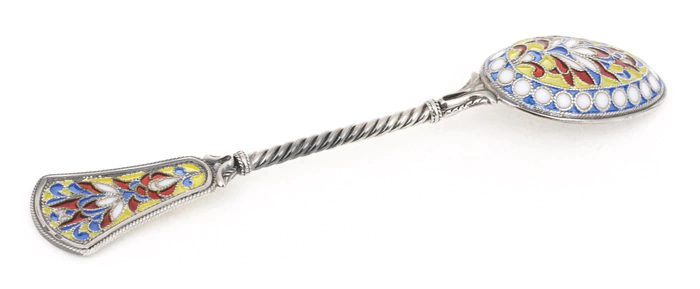 Teaspoon "Fire flower" with stained glass enamels