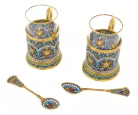 Набор из 2-х подстаканников "Аленький цветочек" с витражными эмалями