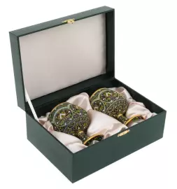 Бокалы коньячные "Остров в океане" на 2 персоны золочение с витражными эмалями