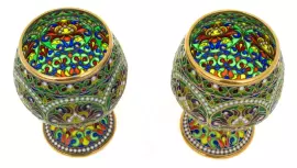 Бокалы коньячные "Остров в океане" на 2 персоны золочение с витражными эмалями