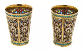 Набор из 2-х стопок "Цветение" с золочением с витражными эмалями