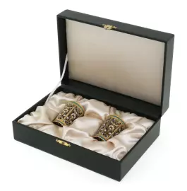 Набор из 2-х стопок "Цветение" с золочением с витражными эмалями